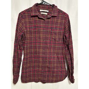 Woolrich Flannel Shirt Womens Small Red Plaid Button Up Cotton Pemberton